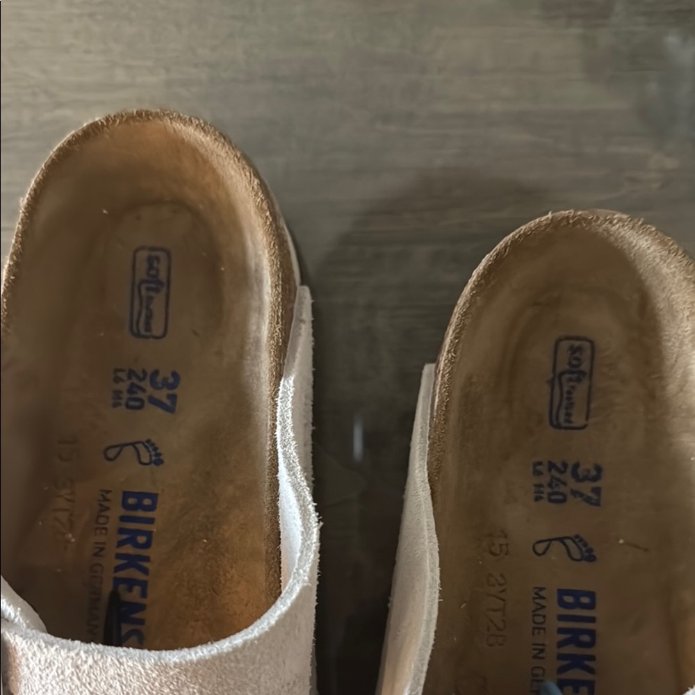 Birkenstock Ecru Arizona Suede and Leather Sandals - Picture 3 of 5